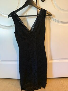 bebe Black Lace Trim Sheath Dress
